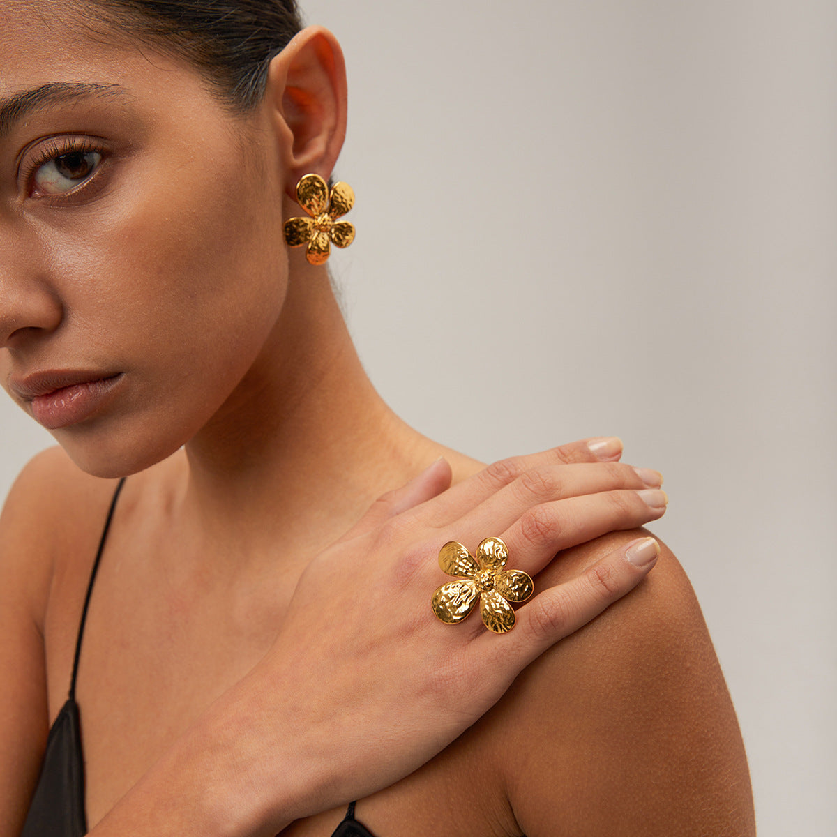 Stainless Steel Floral Earrings