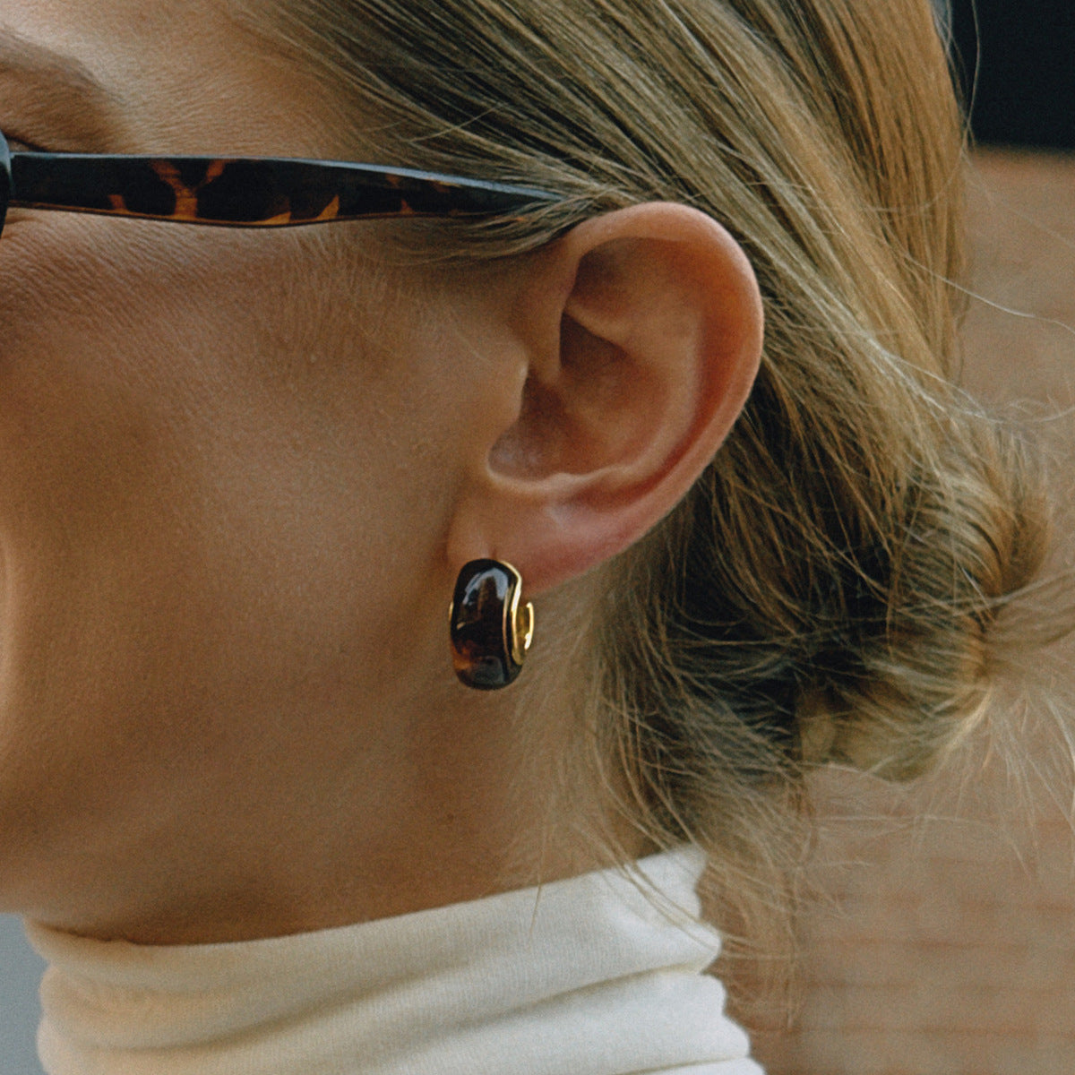 Stainless Steel Amber Resin Earrings