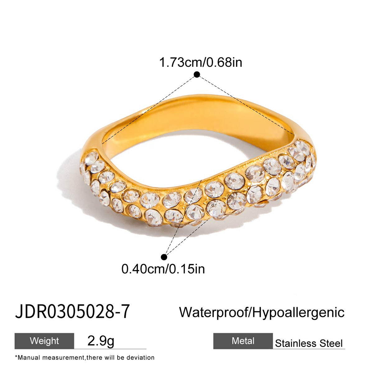 Wave Snake Ring – Pear-Shaped Center Stone, Diamond-Cut Accent Ring for Women