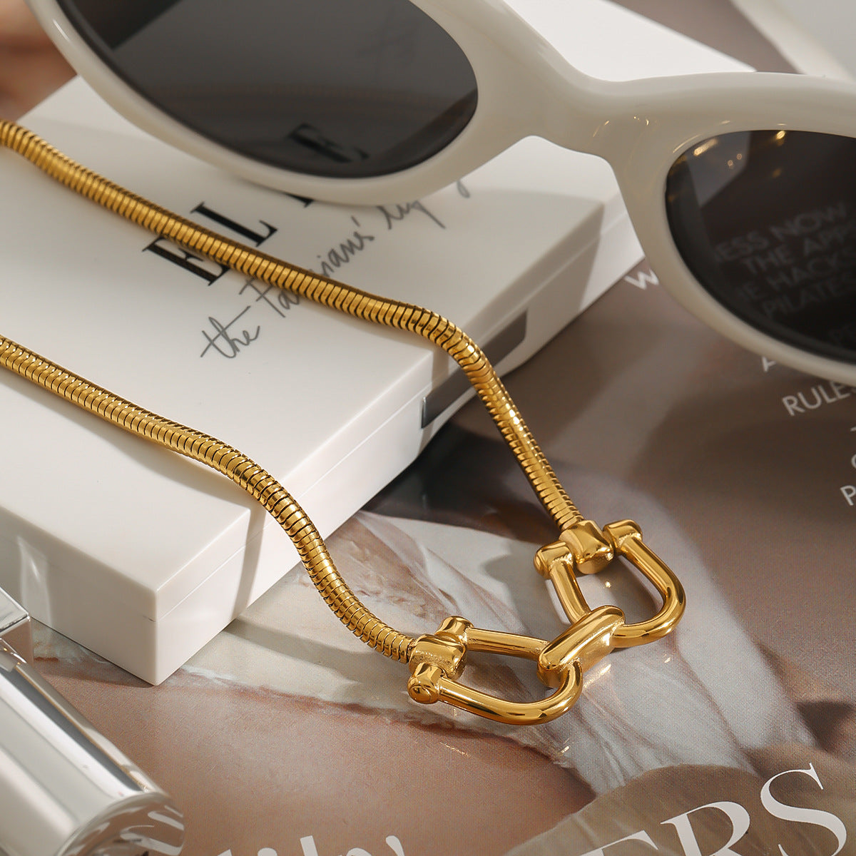 Titanium Steel Gold Choker Necklace