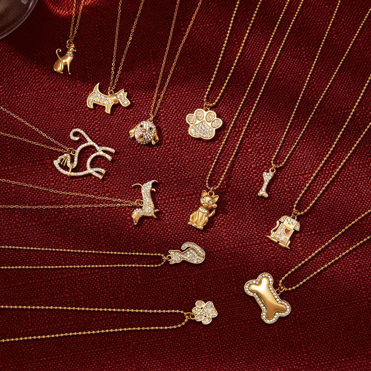 Dazzling Pet - themed Gold - plated Pendants with Crystals