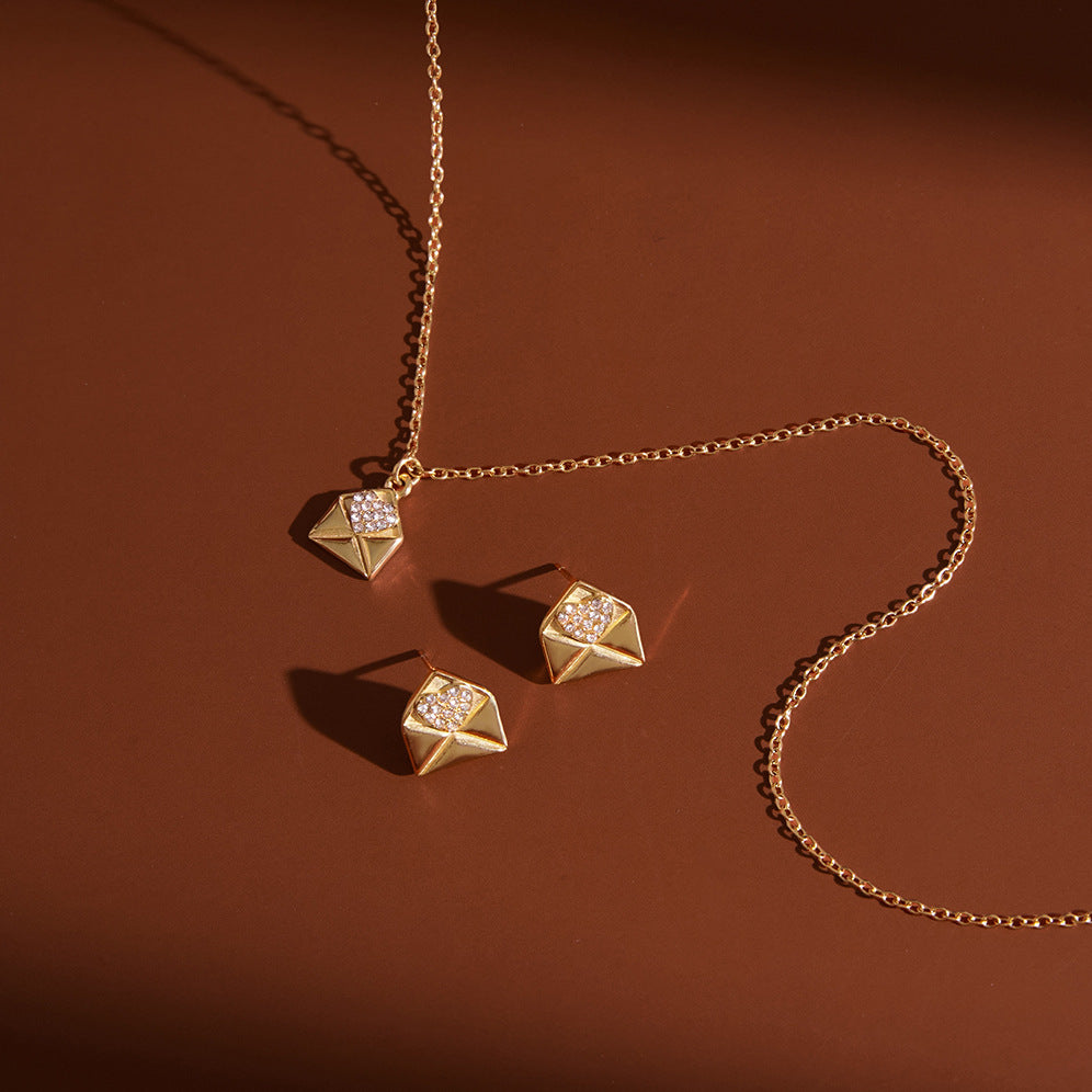 Dainty Gold - Plated Envelope Necklace with Crystal Accent - Delicate Chain Jewelry