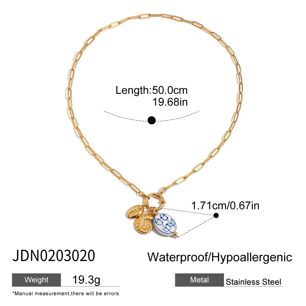 Multi - Layered Gold Necklace with Pearl and Charm Details