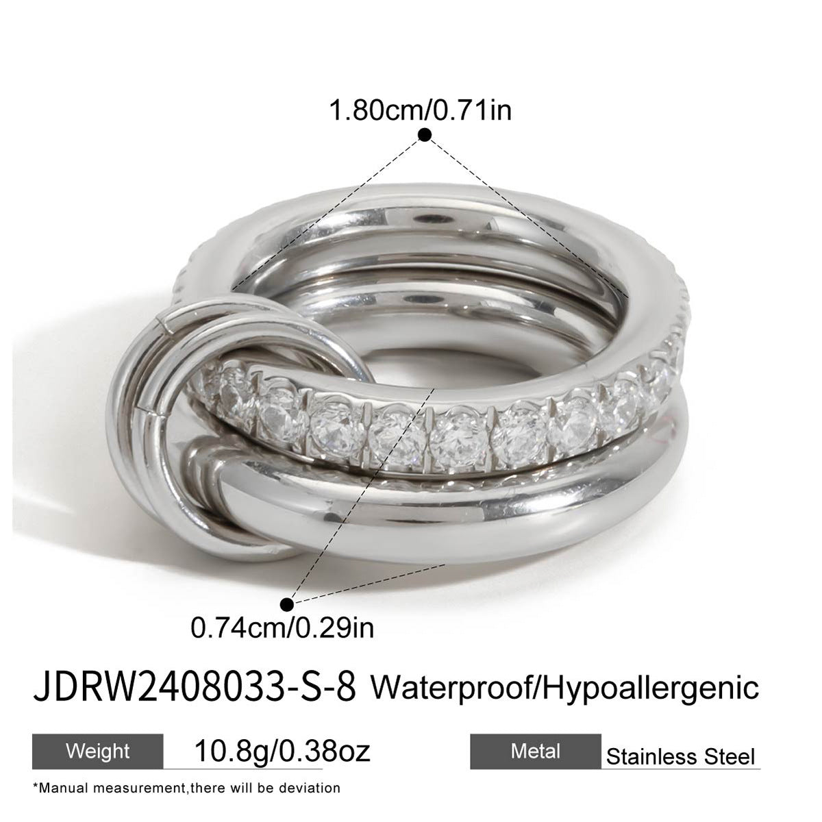 Gold-Tone Multi-Ring Set – Pearl, Zirconia, Stackable Fashion Rings for Women