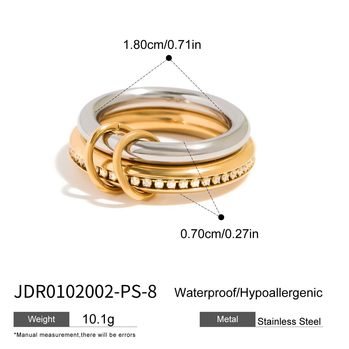 Gold-Tone Multi-Ring Set – Pearl, Zirconia, Stackable Fashion Rings for Women