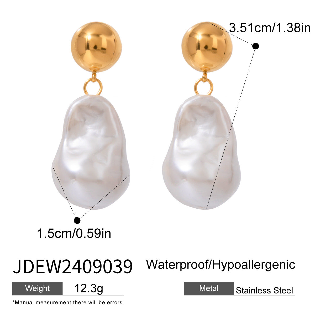Stainless Steel Pearl Stud Earrings