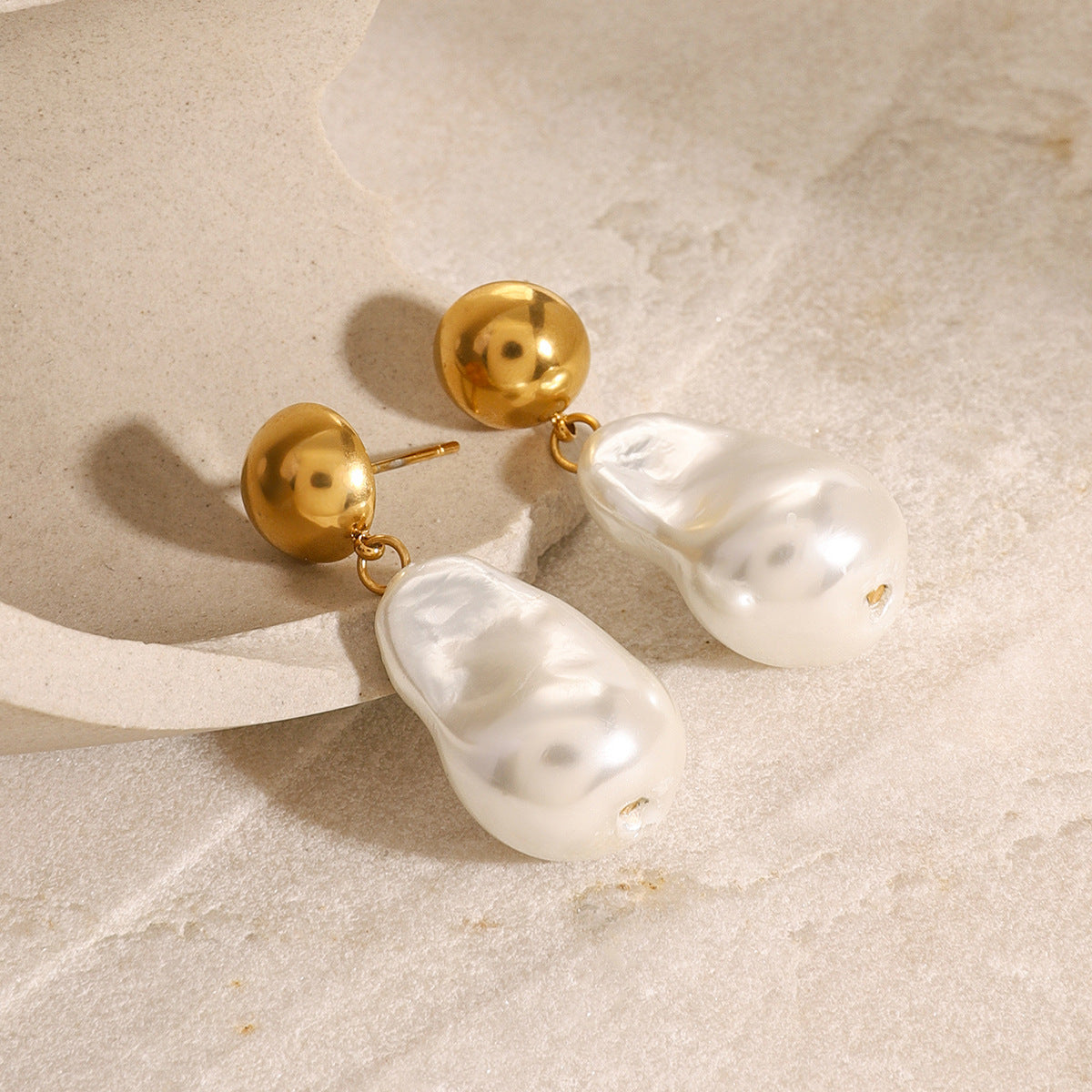 Stainless Steel Pearl Stud Earrings