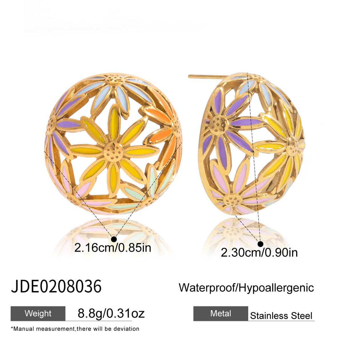 Hollow Floral Sphere Stainless Steel Earrings