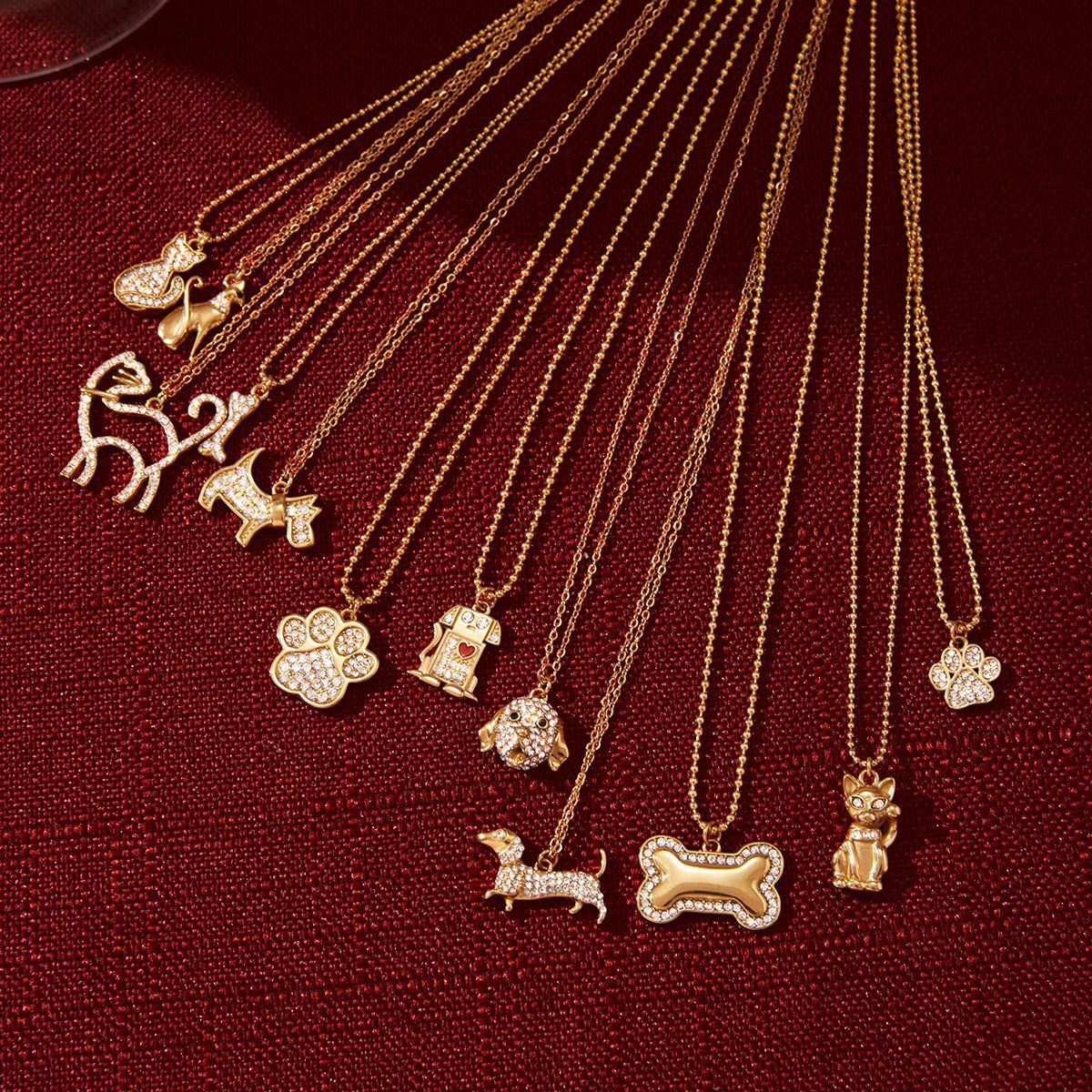 Dazzling Pet - themed Gold - plated Pendants with Crystals