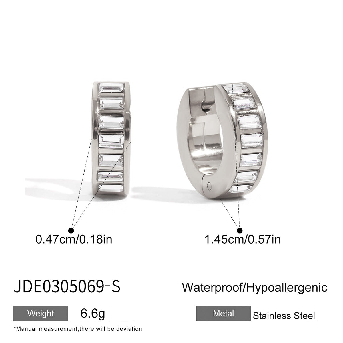 Stainless Steel Rhinestone Earrings