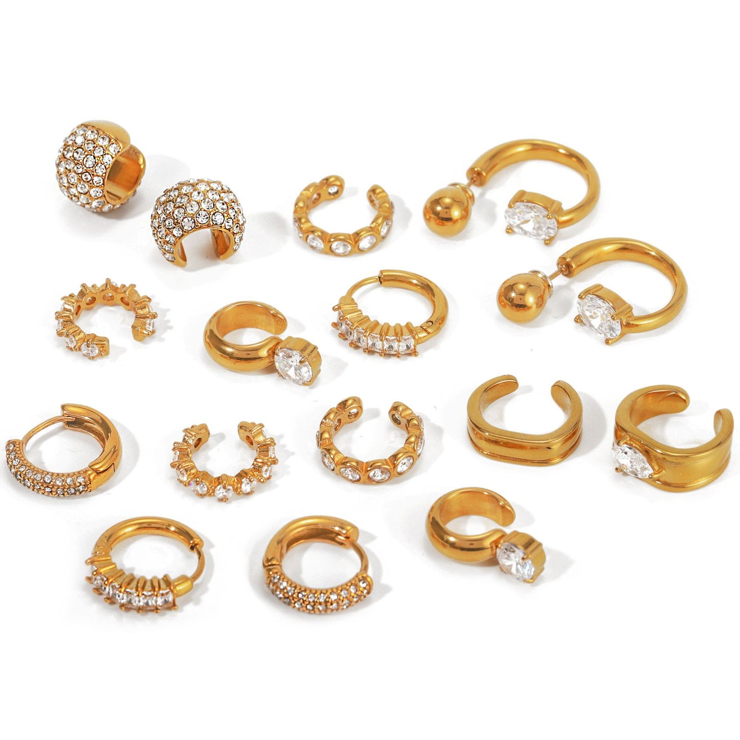 Gold - Plated Hoop Earrings with Dazzling Cubic Zirconia