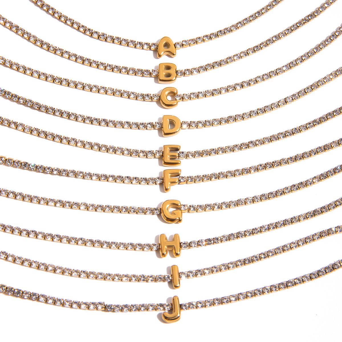 Gold Layered Bracelet Set with Letter Pendants – Stackable Bracelets for Women
