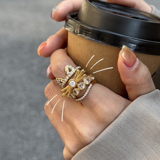 18K Gold Sunburst Diamond Ring – Vintage Statement Ring for Women