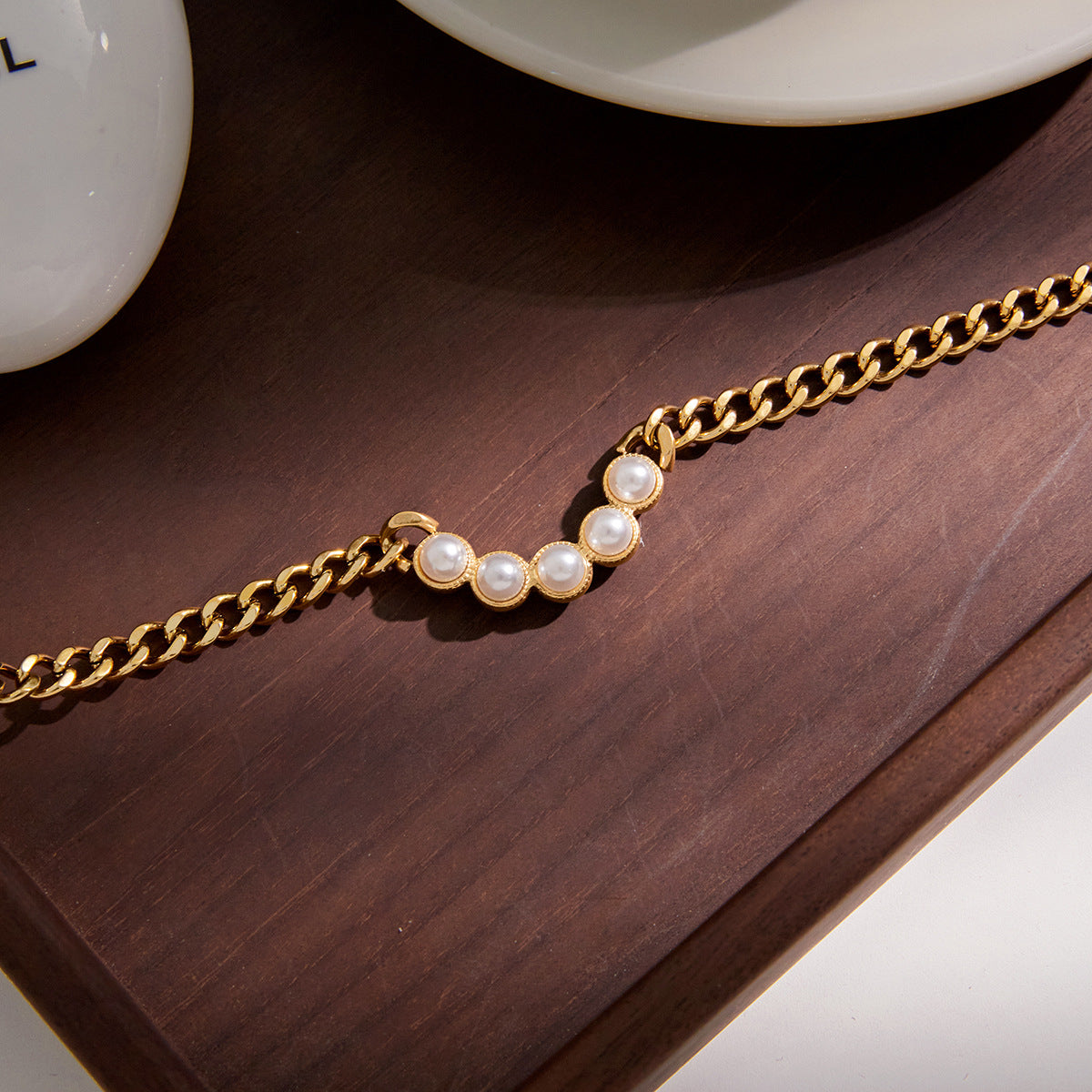 Gold - Plated Necklace with Pearl Accents