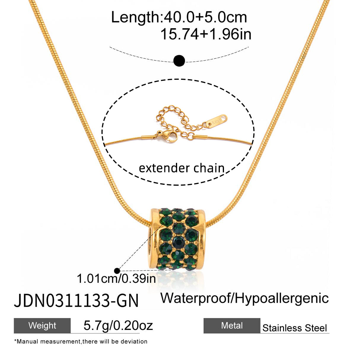 Rhinestone-Studded Titanium Steel Circle Necklace