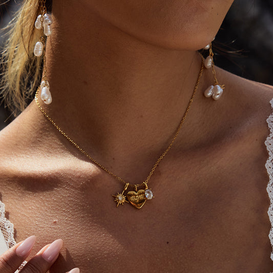 Gold - Plated Heart - Charm Necklace
