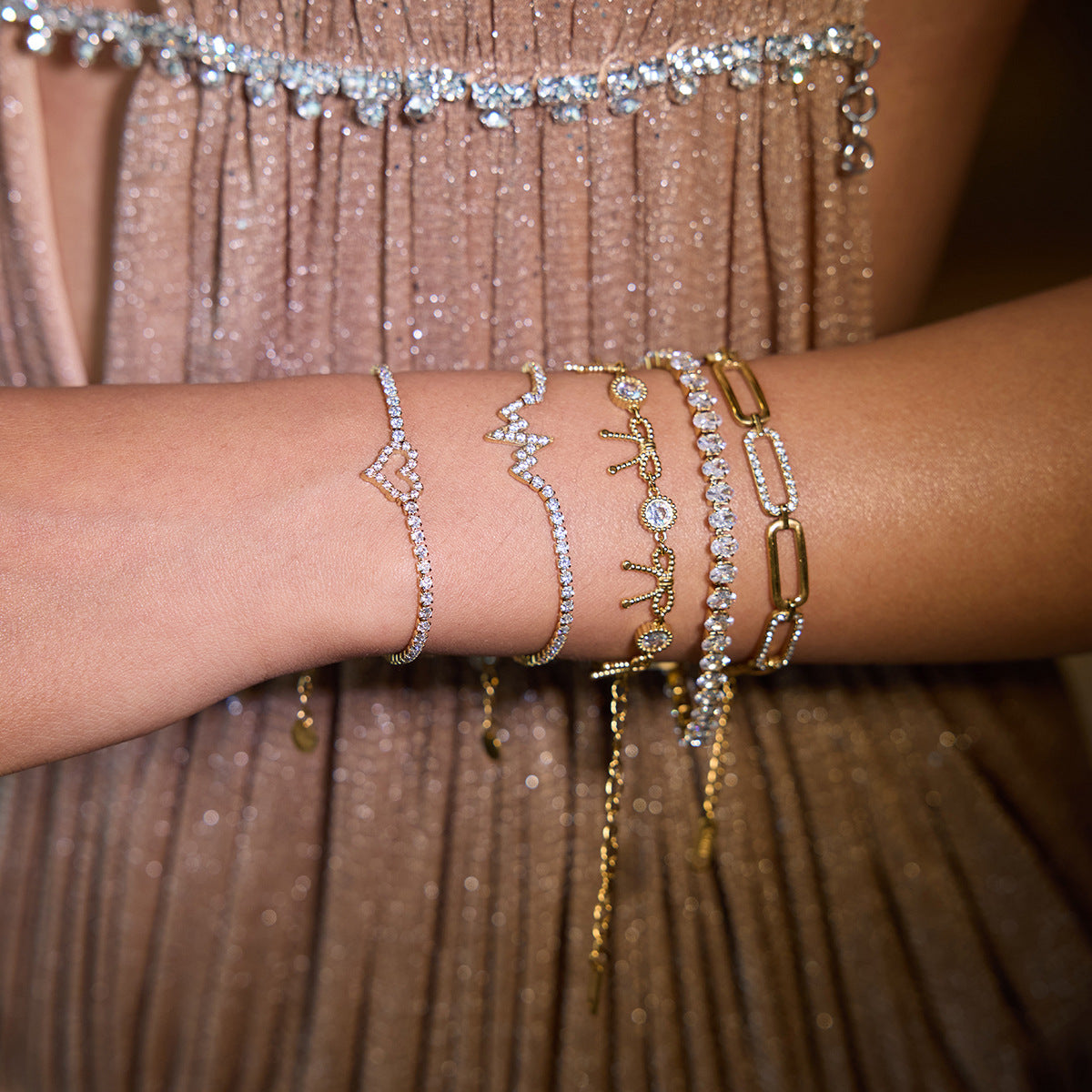 Sparkling Crystal - Embellished Stacked Bracelets