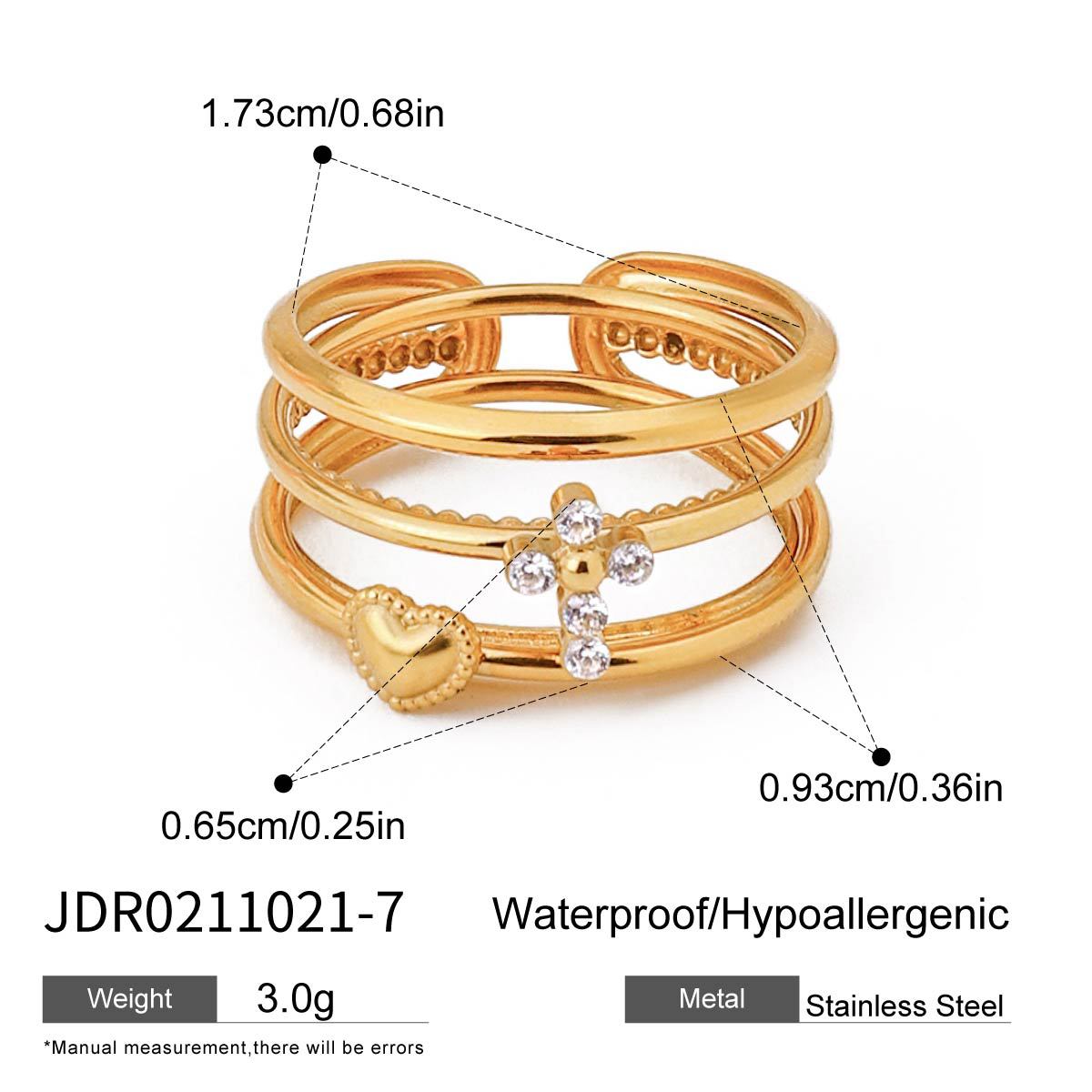 Bohemian Gold Stackable Rings – Mixed Shapes Cubic Zirconia Statement Ring Set for Women