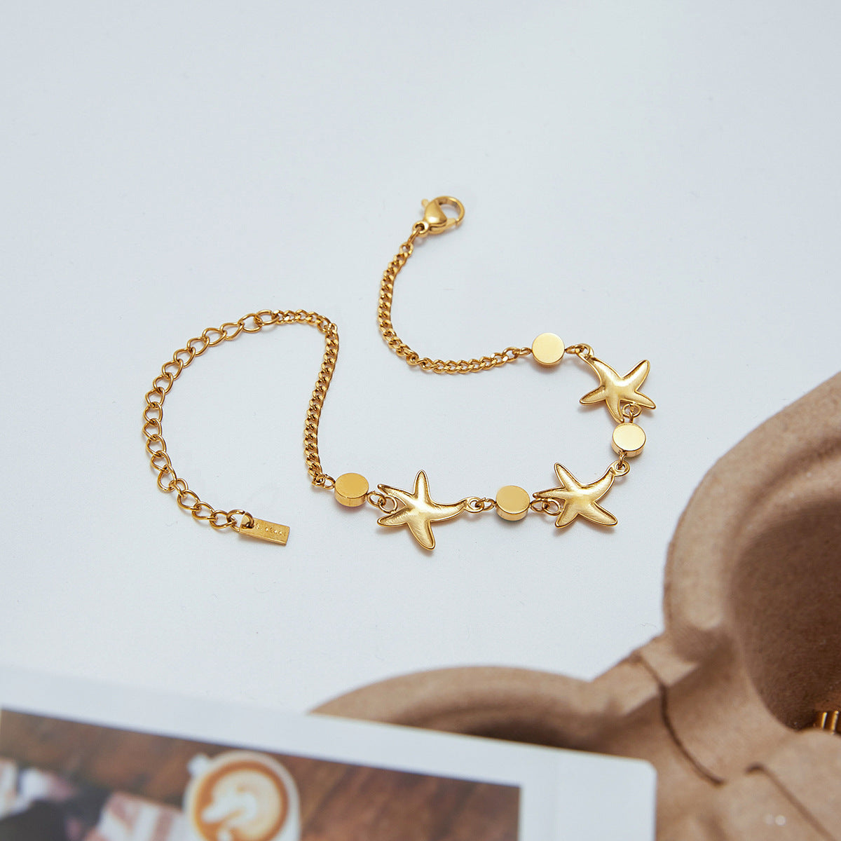 Layered Bracelet Set with Starfish, Seashell & Green Gemstones – Beach Resort Style