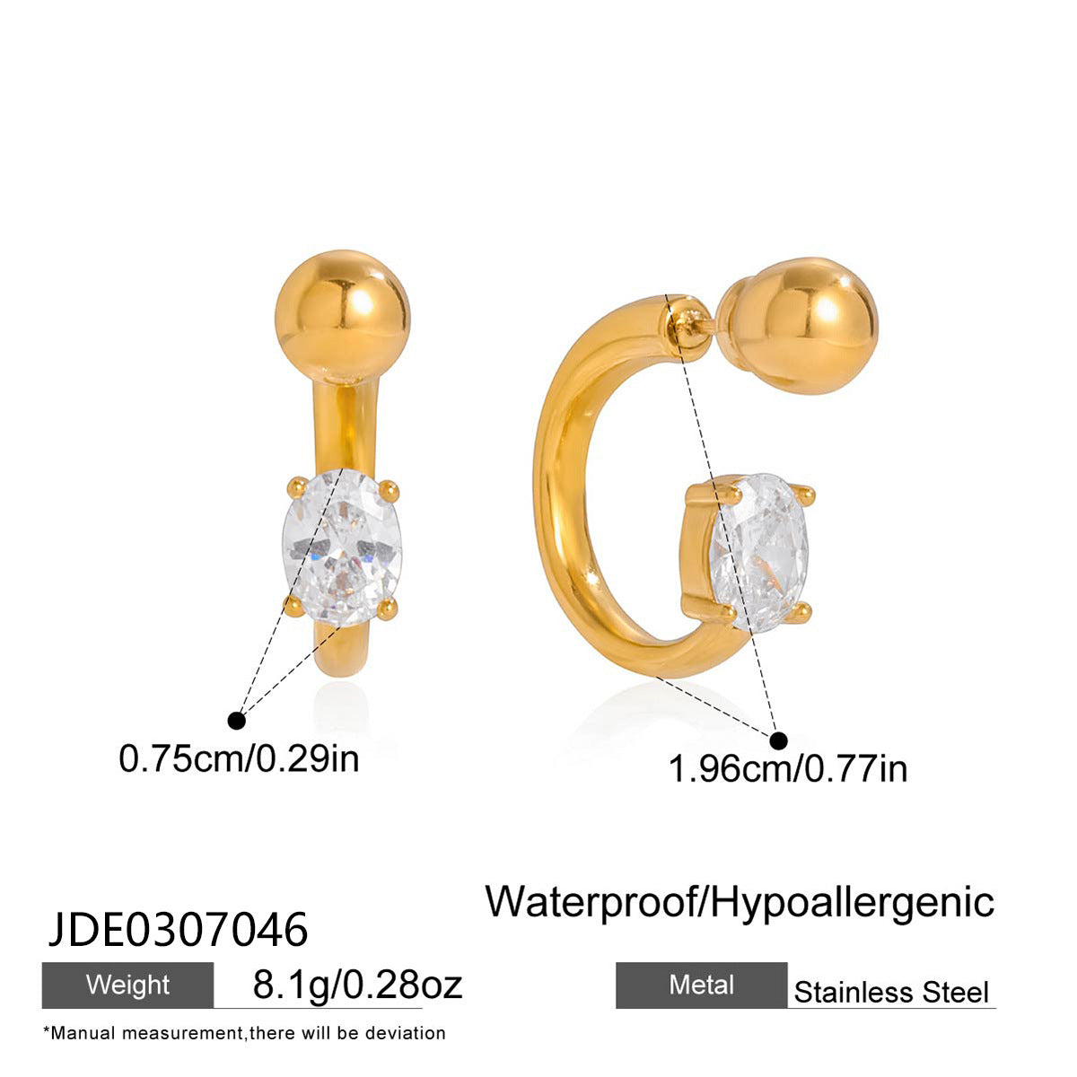 Titanium & Zircon Clip-On Earrings | Non-Pierced Luxury