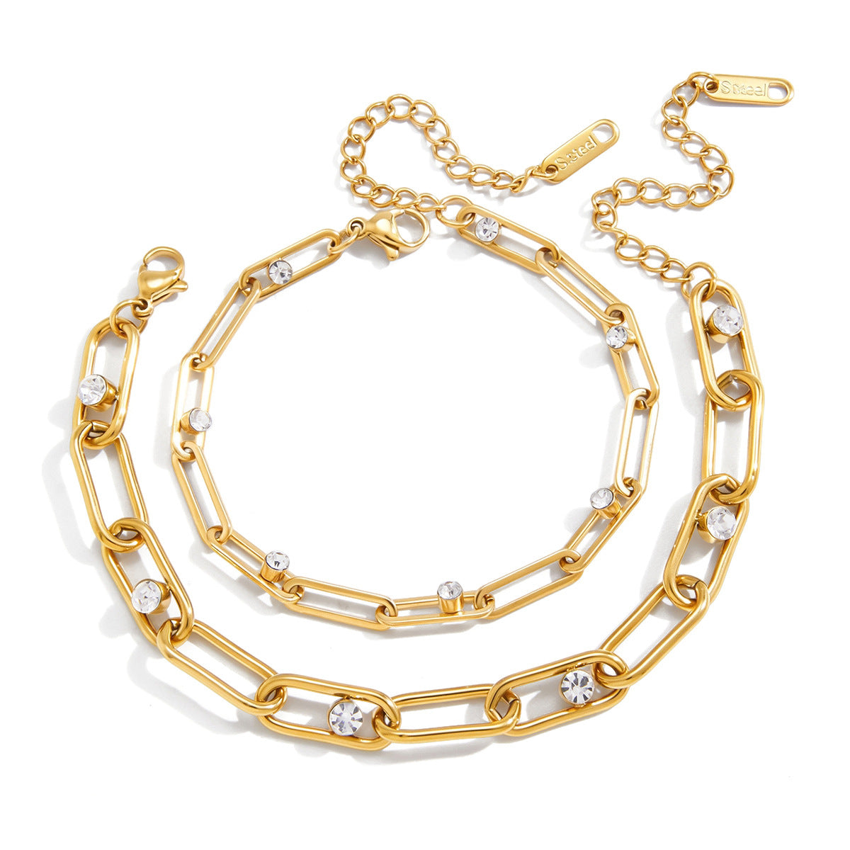 Stackable Gold - Tone Bracelets with Crystals