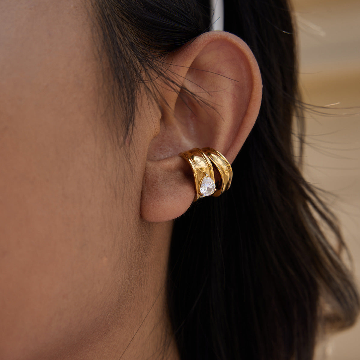 Gold - Plated Hoop Earrings with Dazzling Cubic Zirconia