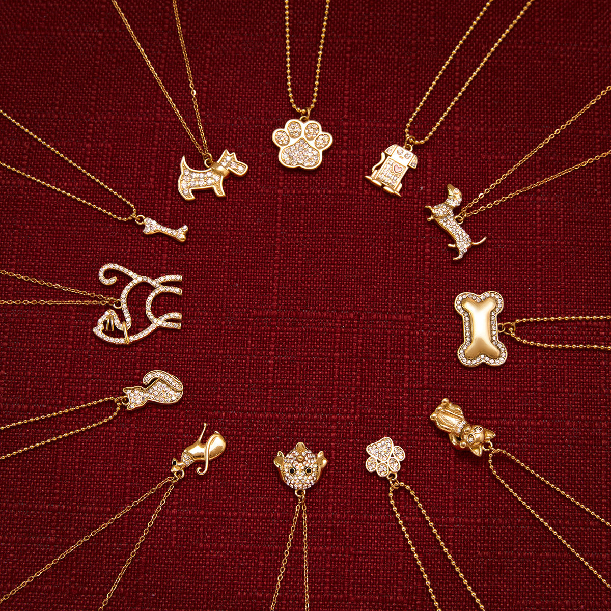 Dazzling Pet - themed Gold - plated Pendants with Crystals
