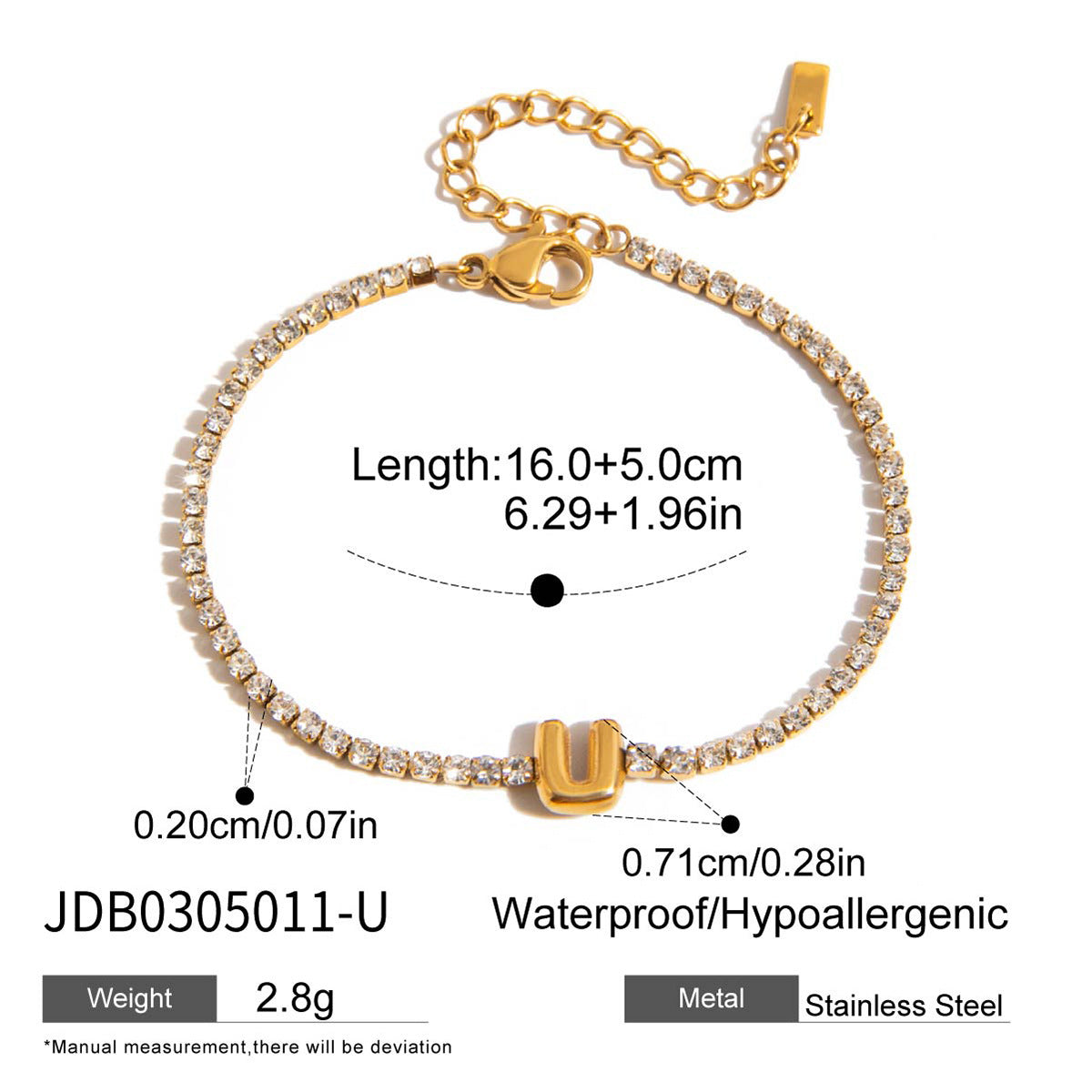 Gold Layered Bracelet Set with Letter Pendants – Stackable Bracelets for Women