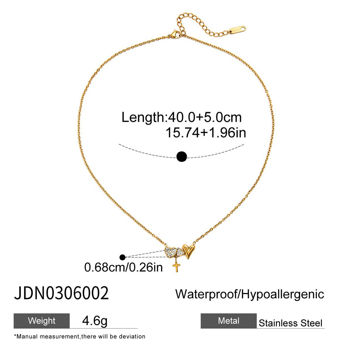Dazzling Gold - Plated Heart - Shaped Pendant Necklace with Crystals
