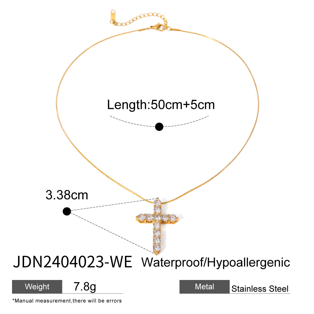 Stainless Steel Cross Pendant Necklace