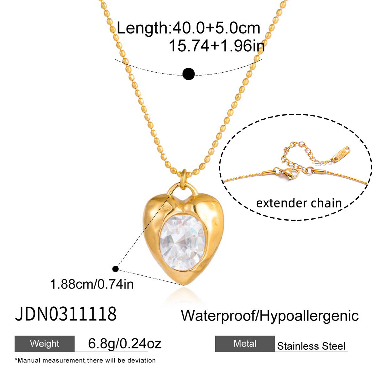 Multi - Layered Gold - Tone Necklace with CZ Pendants and Heart - Shaped Charm