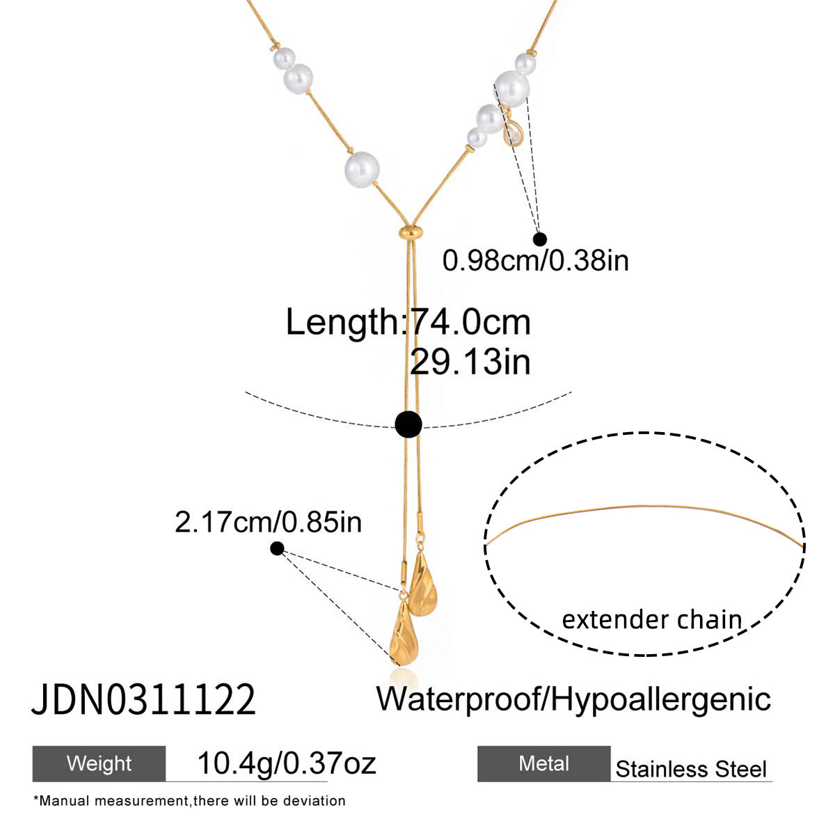 Elegant Pearl and Gold - Tone Y - Necklace for Women
