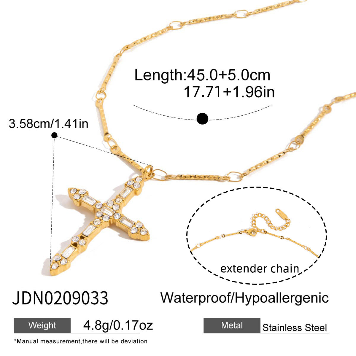 Elegant Diamond - Encrusted Cross Necklace