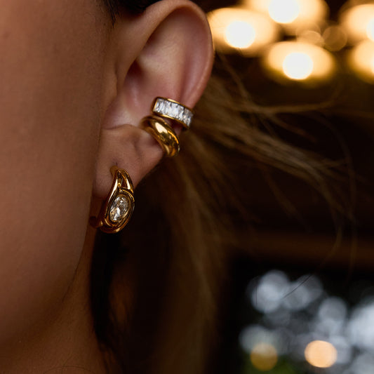 Stainless Steel Zircon Stud Earrings