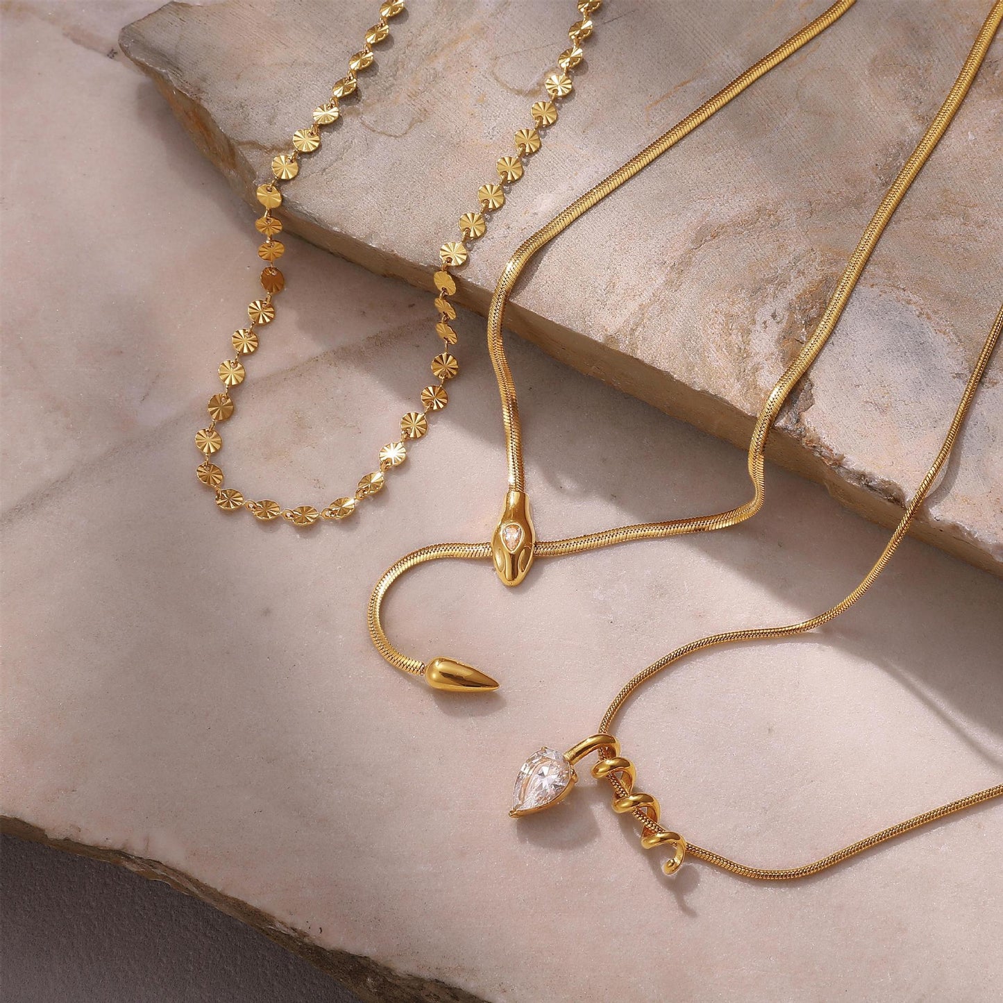 Layered Gold - Tone Necklace with Pendant