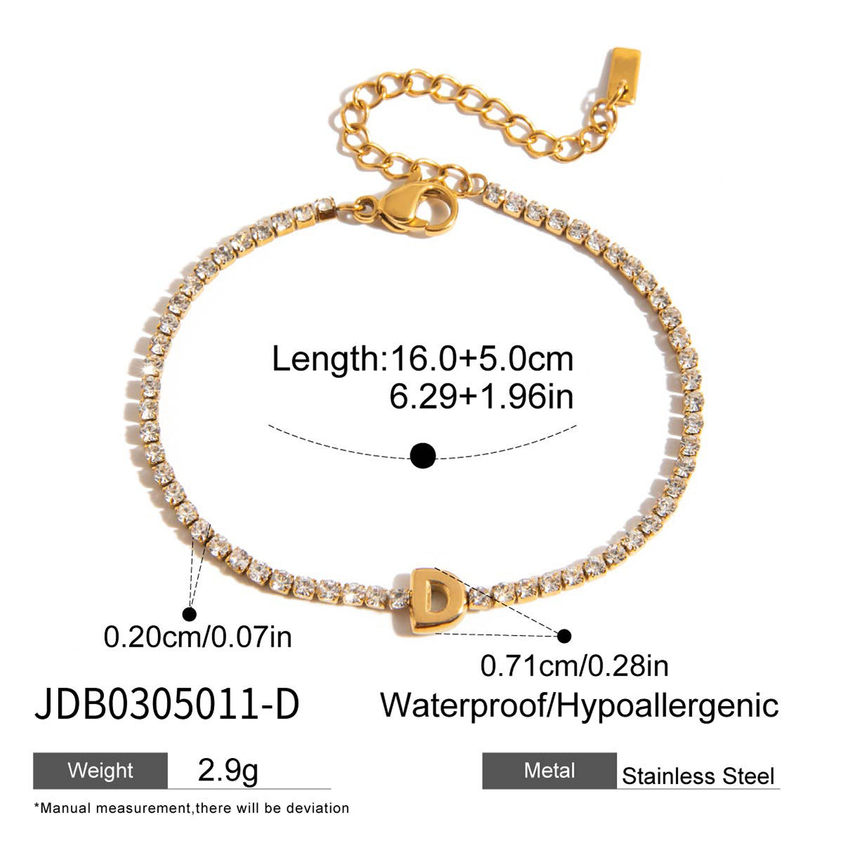 Gold Layered Bracelet Set with Letter Pendants – Stackable Bracelets for Women