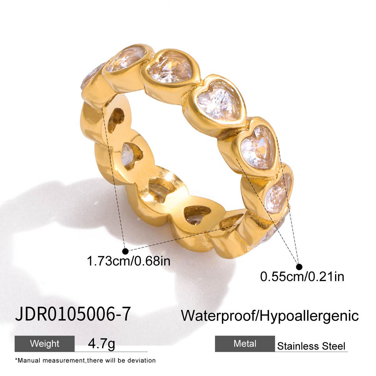 18K Gold Plated Eternity Ring – Rectangular Cut Cubic Zirconia Wedding Band for Women
