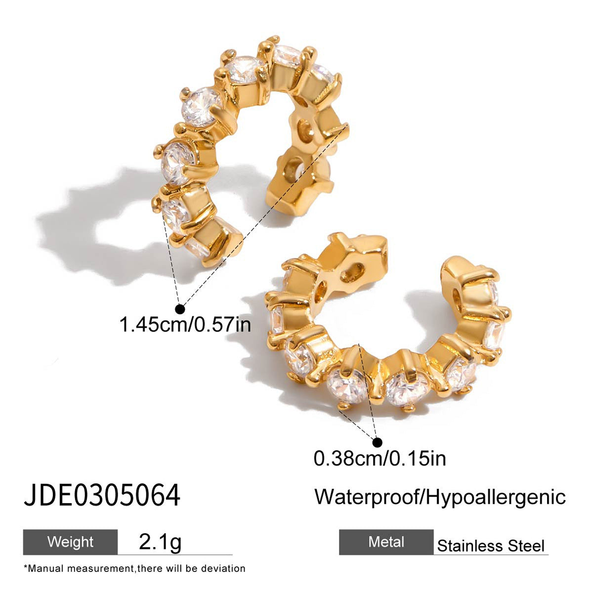 Gold - Plated Hoop Earrings with Dazzling Cubic Zirconia