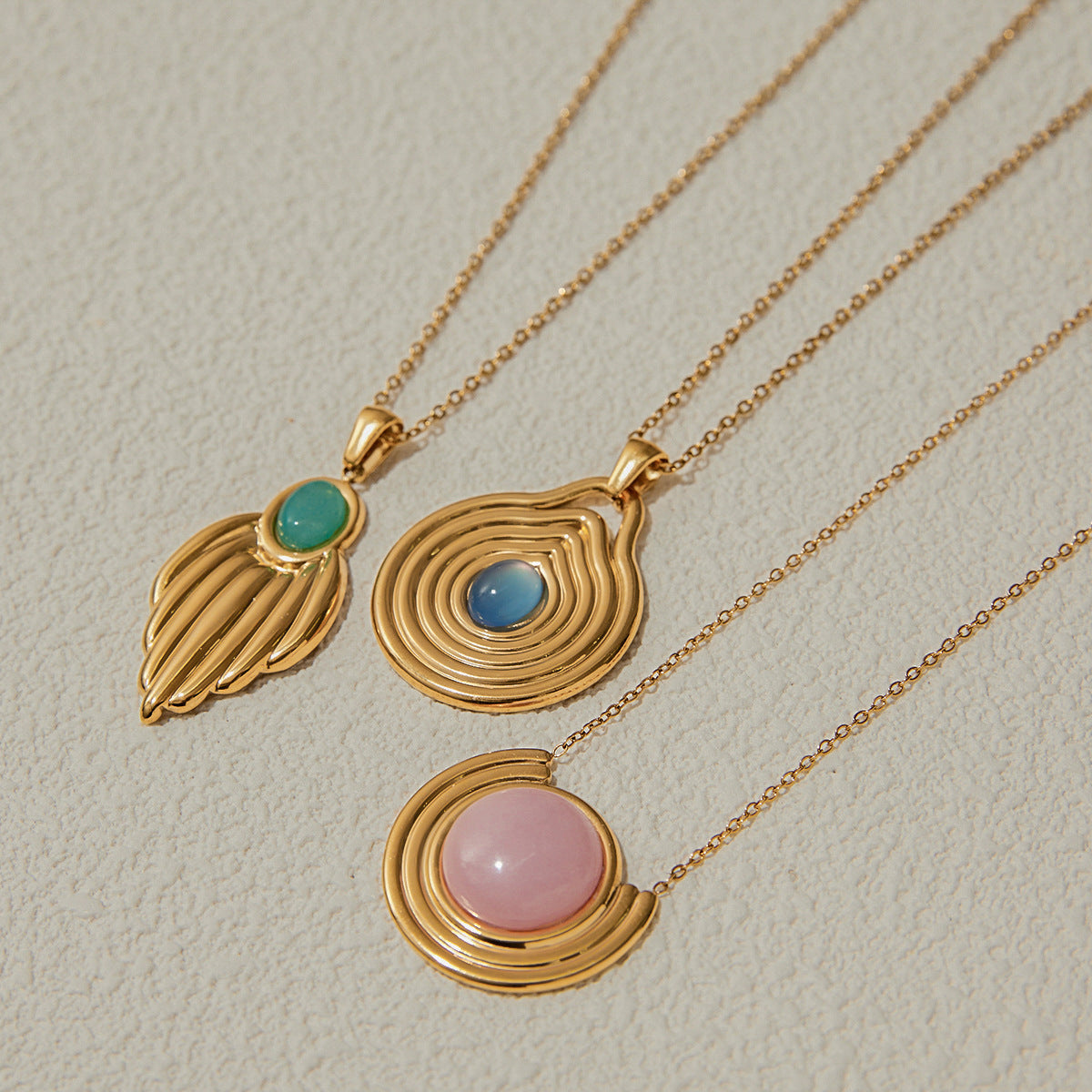 Elegant Gold - toned Necklaces with Colorful Gemstone Pendants