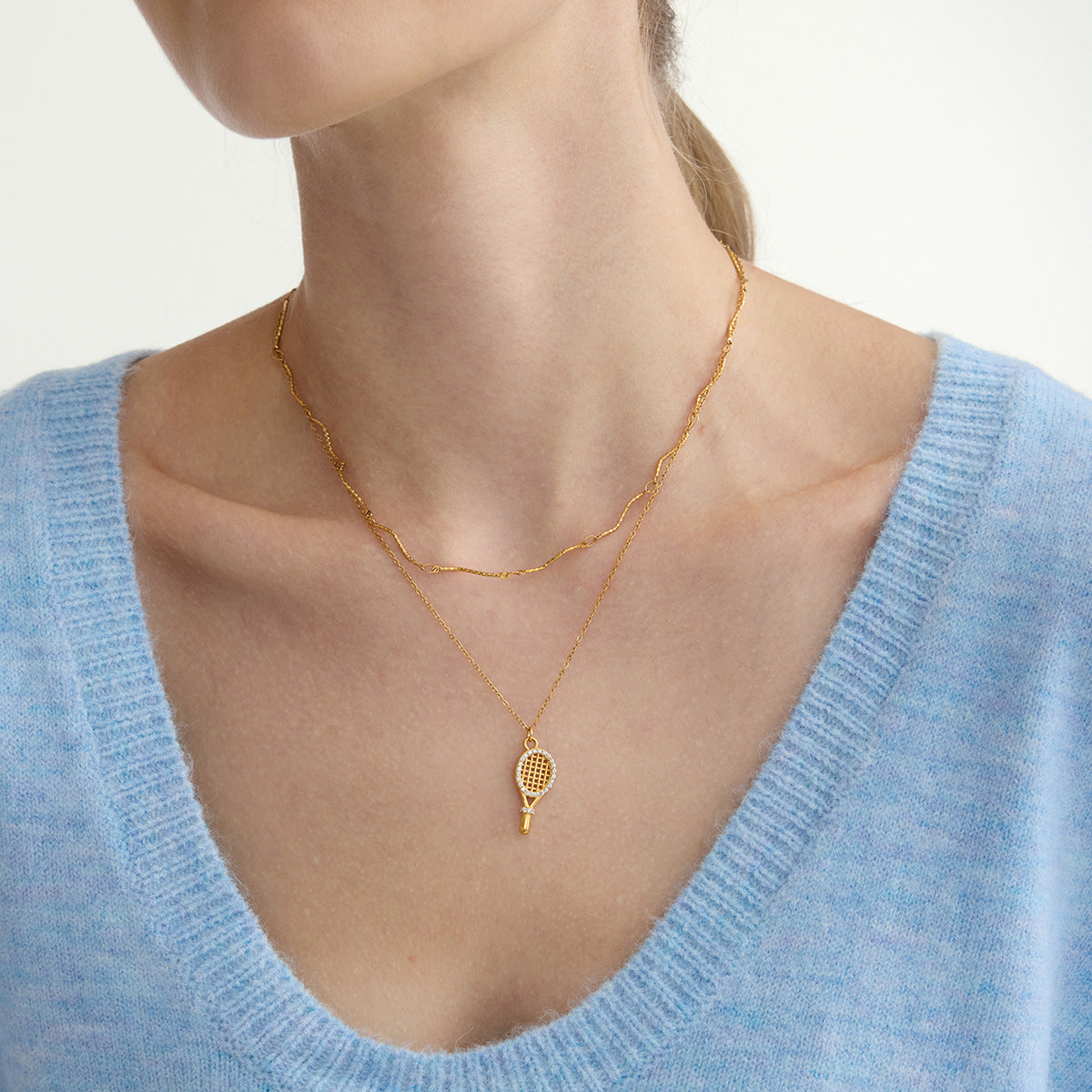 Dazzling Gold - Plated Heart - Shaped Pendant Necklace with Crystals