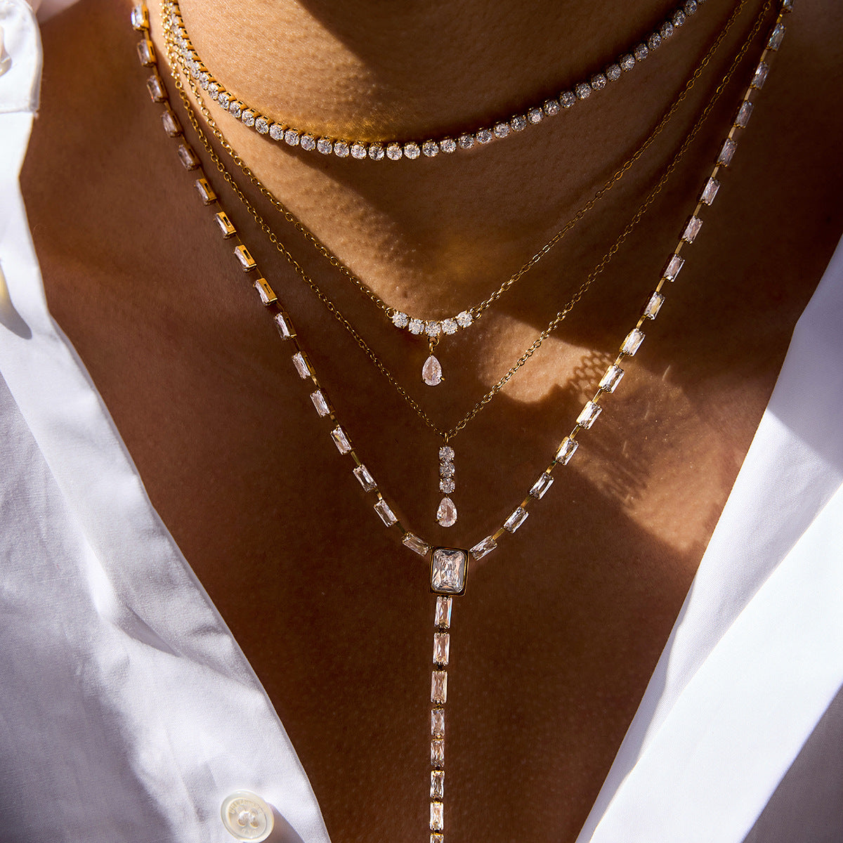 Multi - Layer Diamond - Studded Necklaces for Women