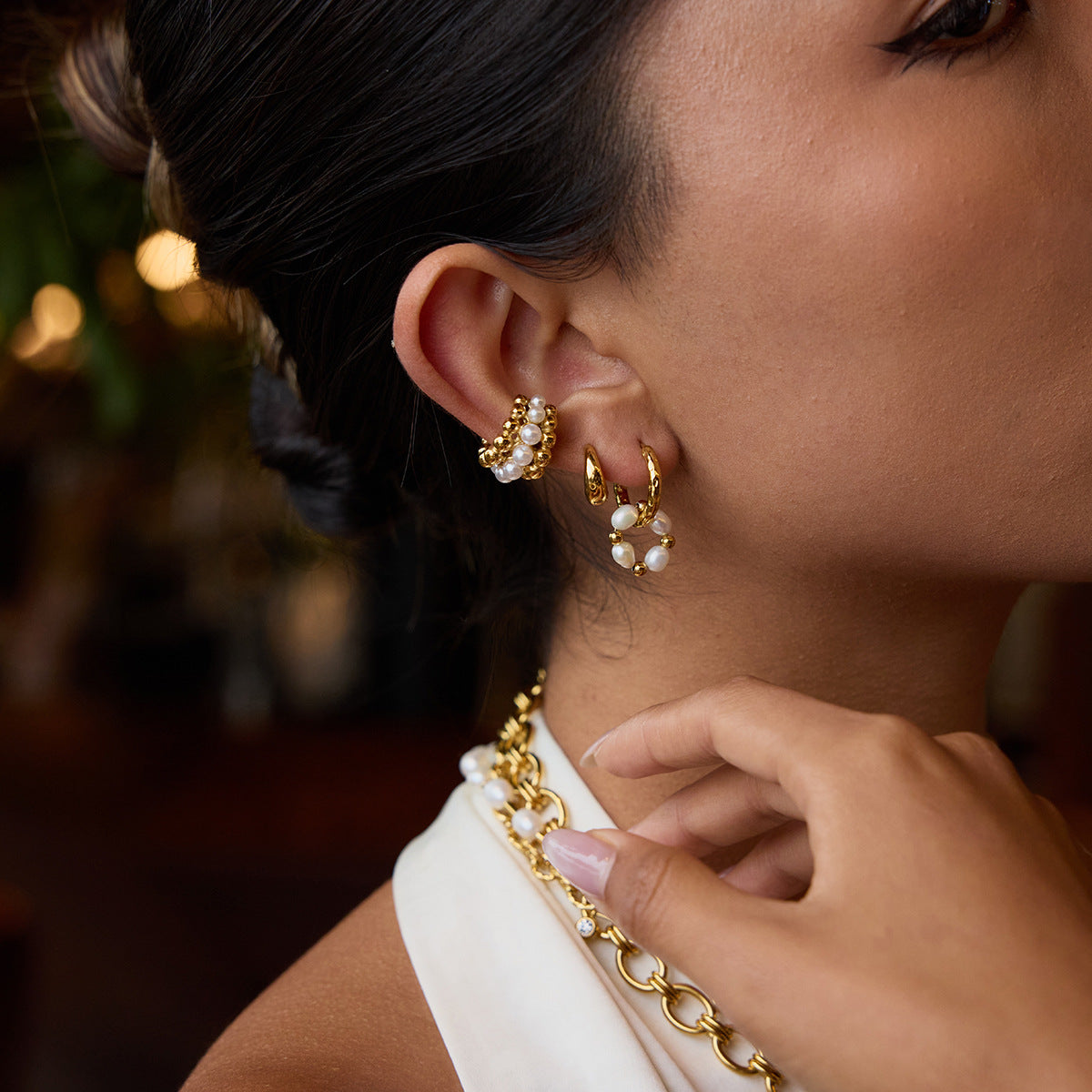 Stainless Steel Pearl Earrings