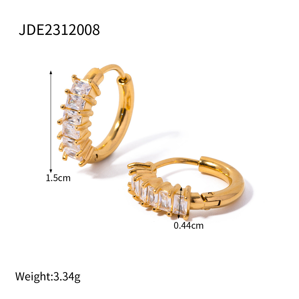 Gold - Plated Hoop Earrings with Dazzling Cubic Zirconia