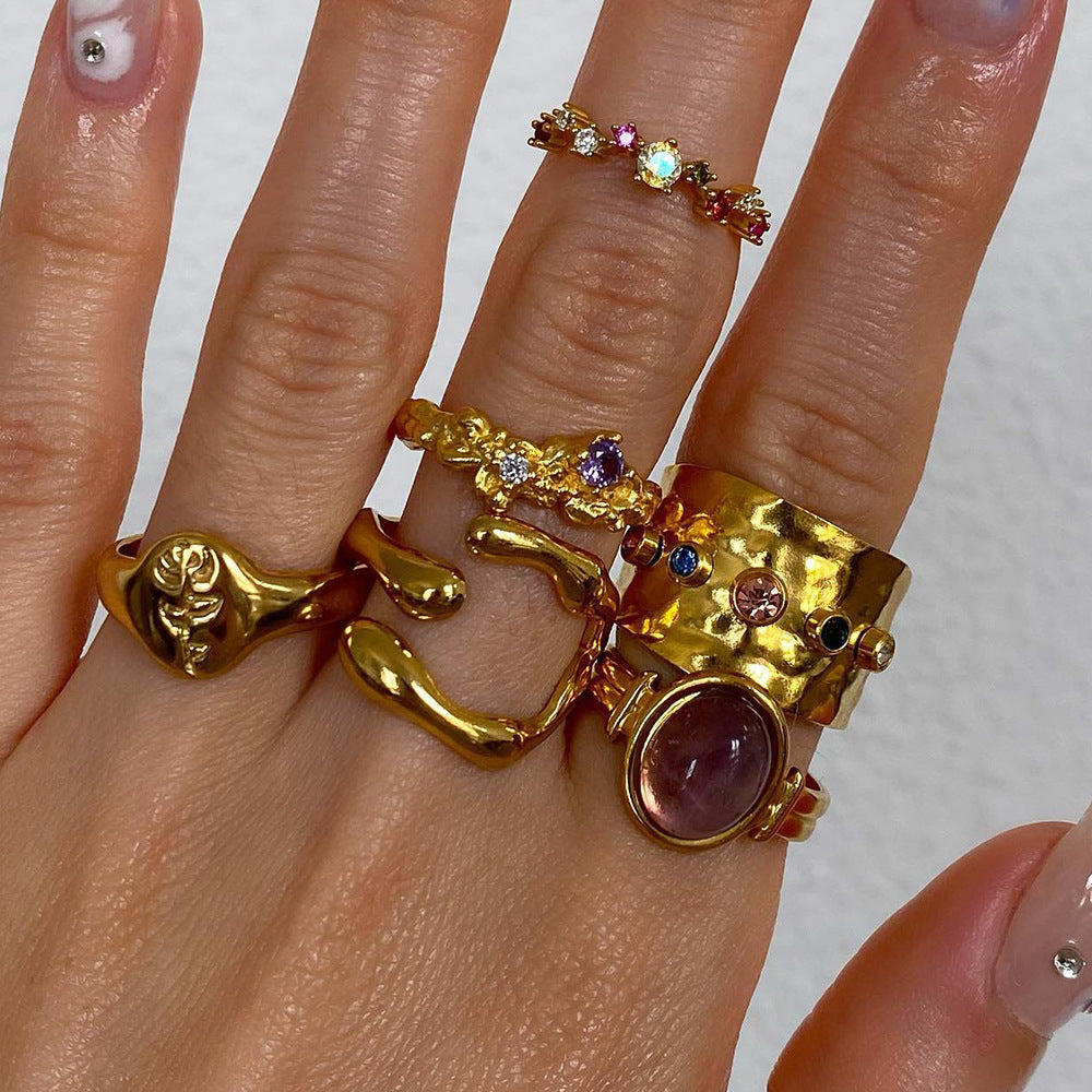 Abstract Gold Finger Rings – Sculptural Multi-Ring Set for Women