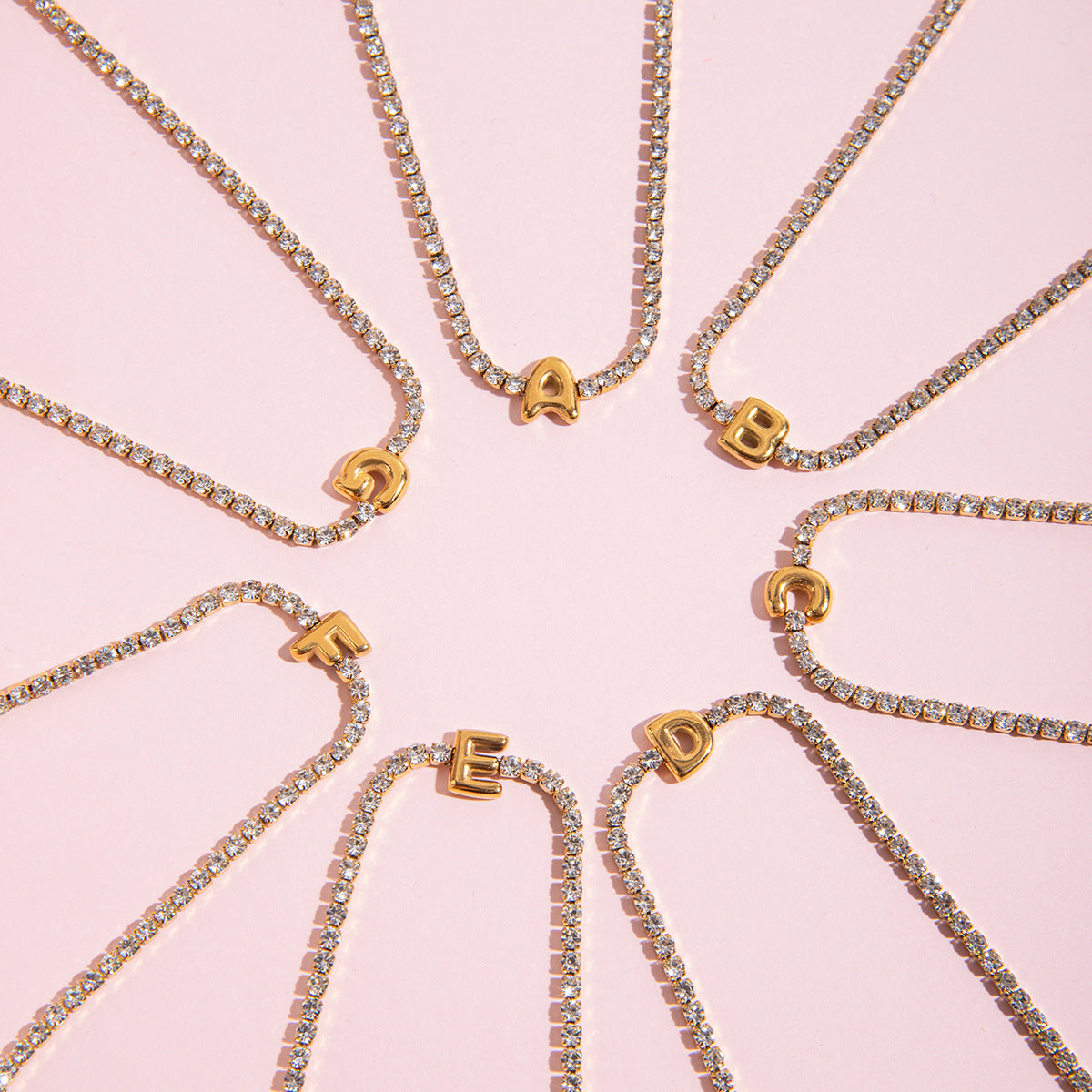 Gold Layered Bracelet Set with Letter Pendants – Stackable Bracelets for Women