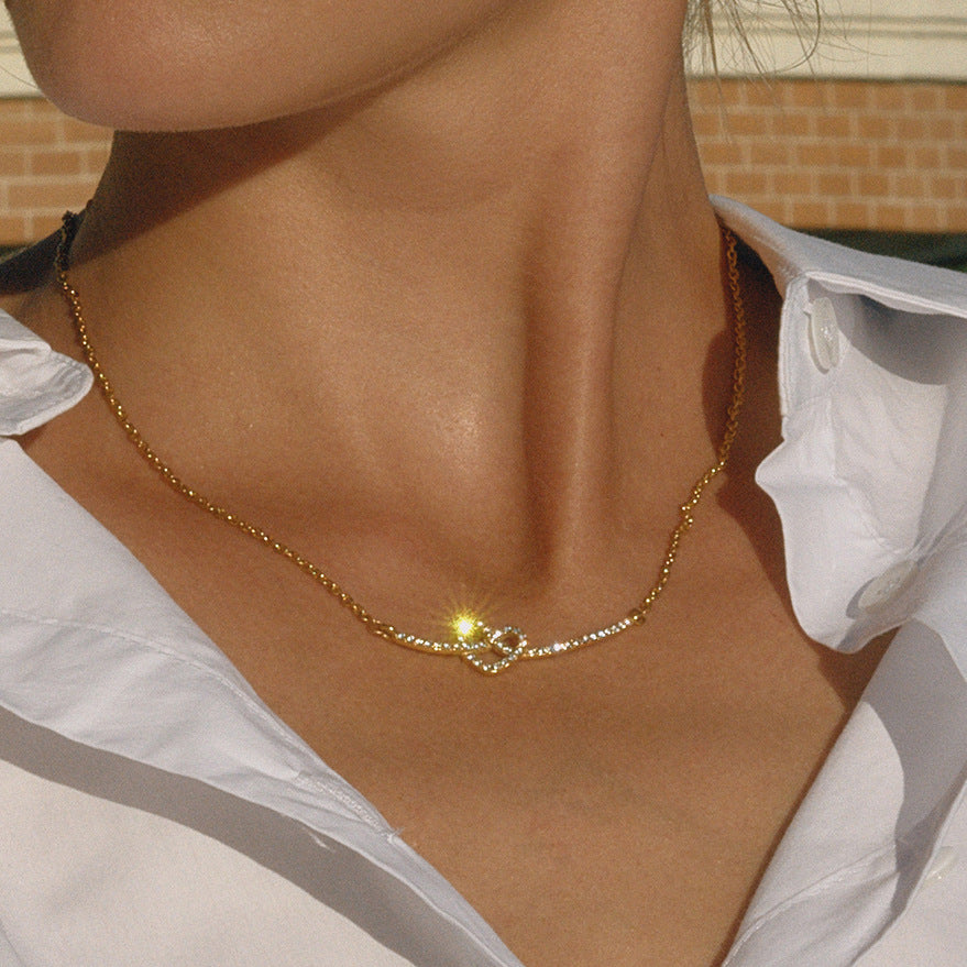 Dazzling Diamond - Encrusted Knot Pendant Necklace