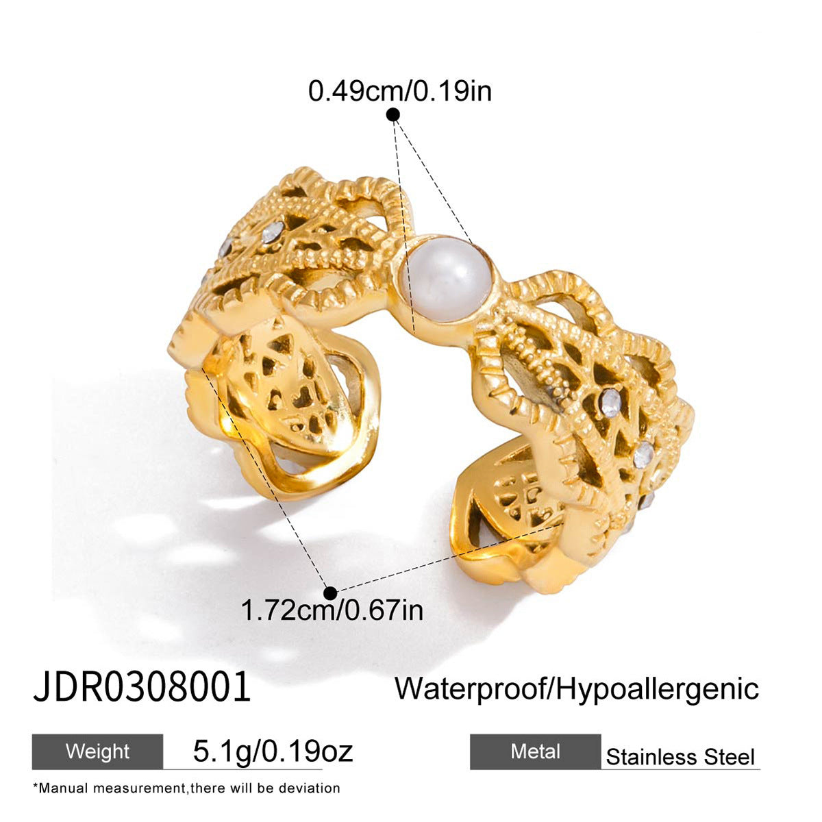 Heart Pearl Ring – Sculptural Liquid Metal Design