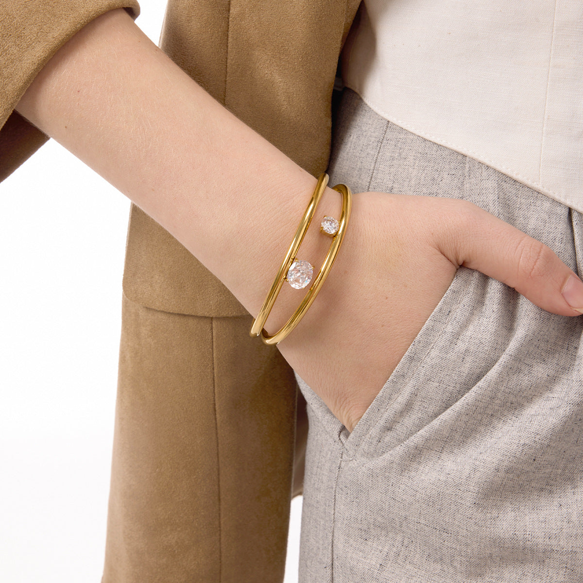 Layered Bangle Set – Crystal, Beaded, Wave & Snake Cuff Bracelets