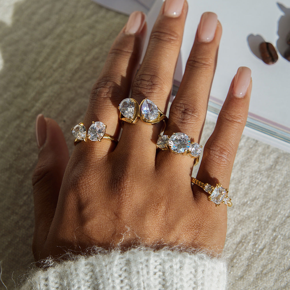Diamond Stackable Rings – Three-Stone, Eternity & Open Ring Set for Women