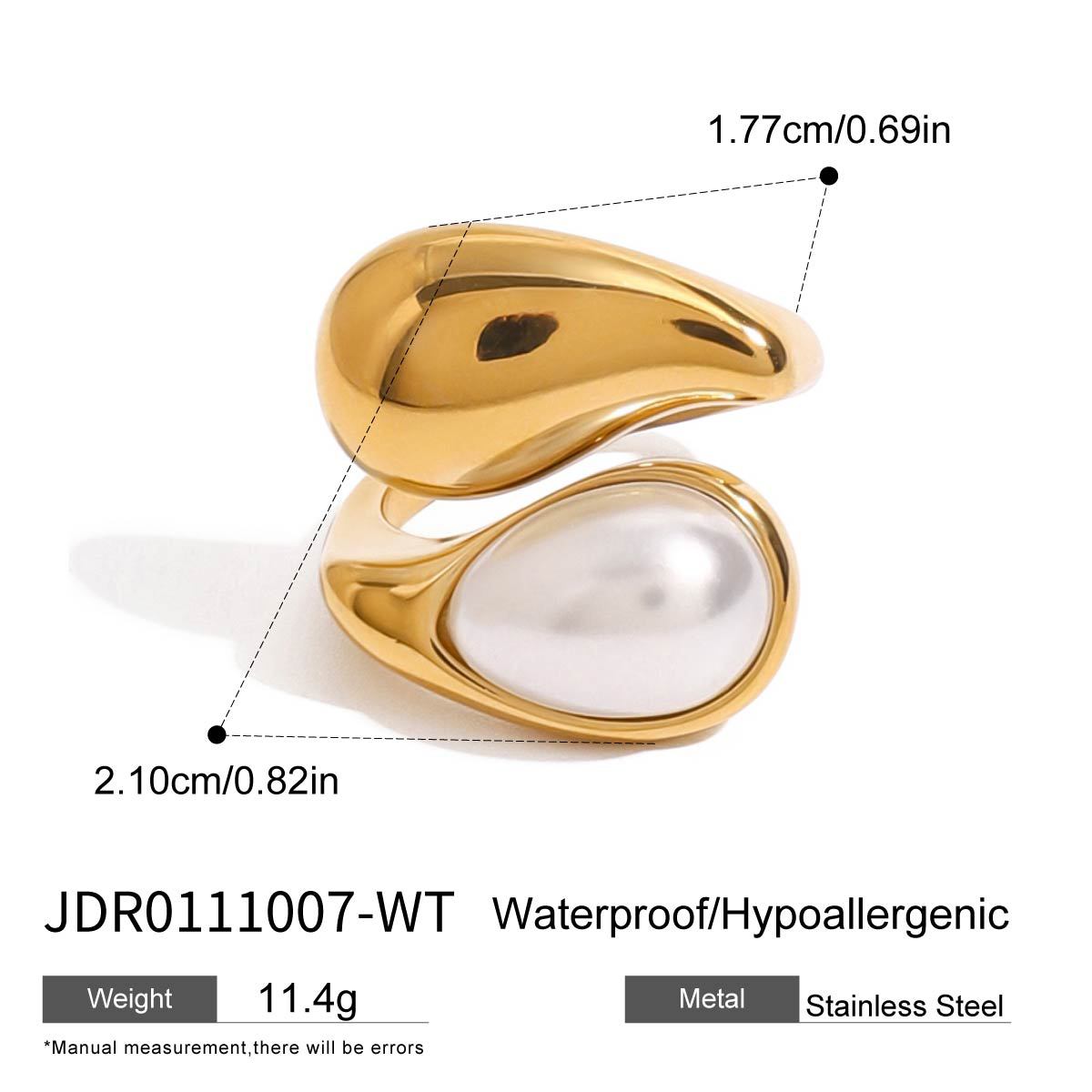 Asymmetric Two-Stone Ring – Green Jade, Mother-of-Pearl Ring for Women